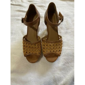 Maurices Eloise Size US 6 Women's Huarache Cork Wedge Heel Sandals Brown 106662